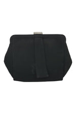 Load image into Gallery viewer, VINTAGE 1950s 1960s Black Fabric White Glass Clasp Wristlet Bag (S)-The Freperie

