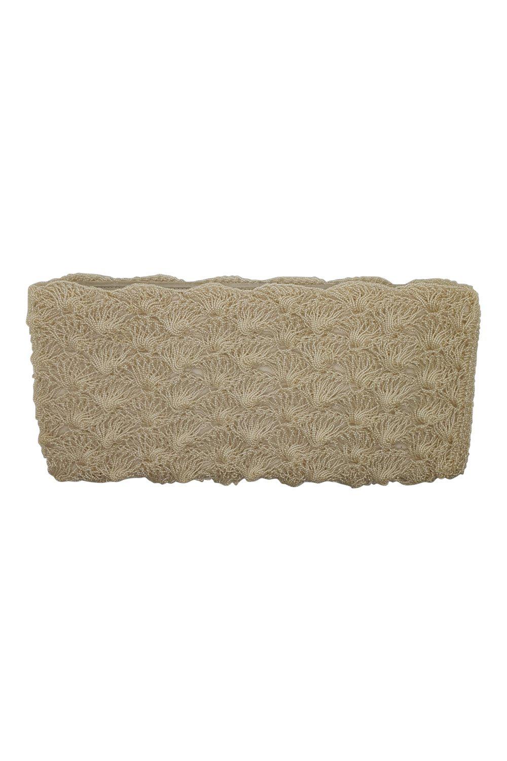 VINTAGE 1950s 1960s Microbeaded Shell Repeat Clutch Bag (M)-The Freperie