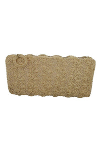 UNLABELLED VINTAGE light taupe shell woven clutch bag (M)-Unlabelled-The Freperie
