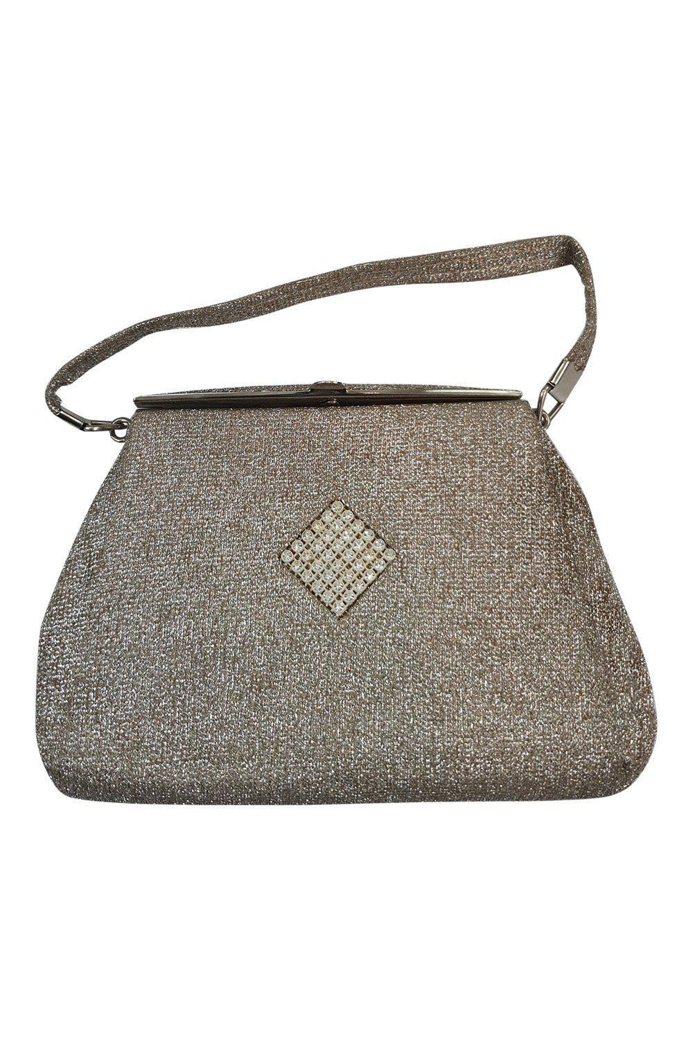VINTAGE 1950s 1960s Women's Silver Debonair Top Handle Purse (S)-The Freperie-The Freperie