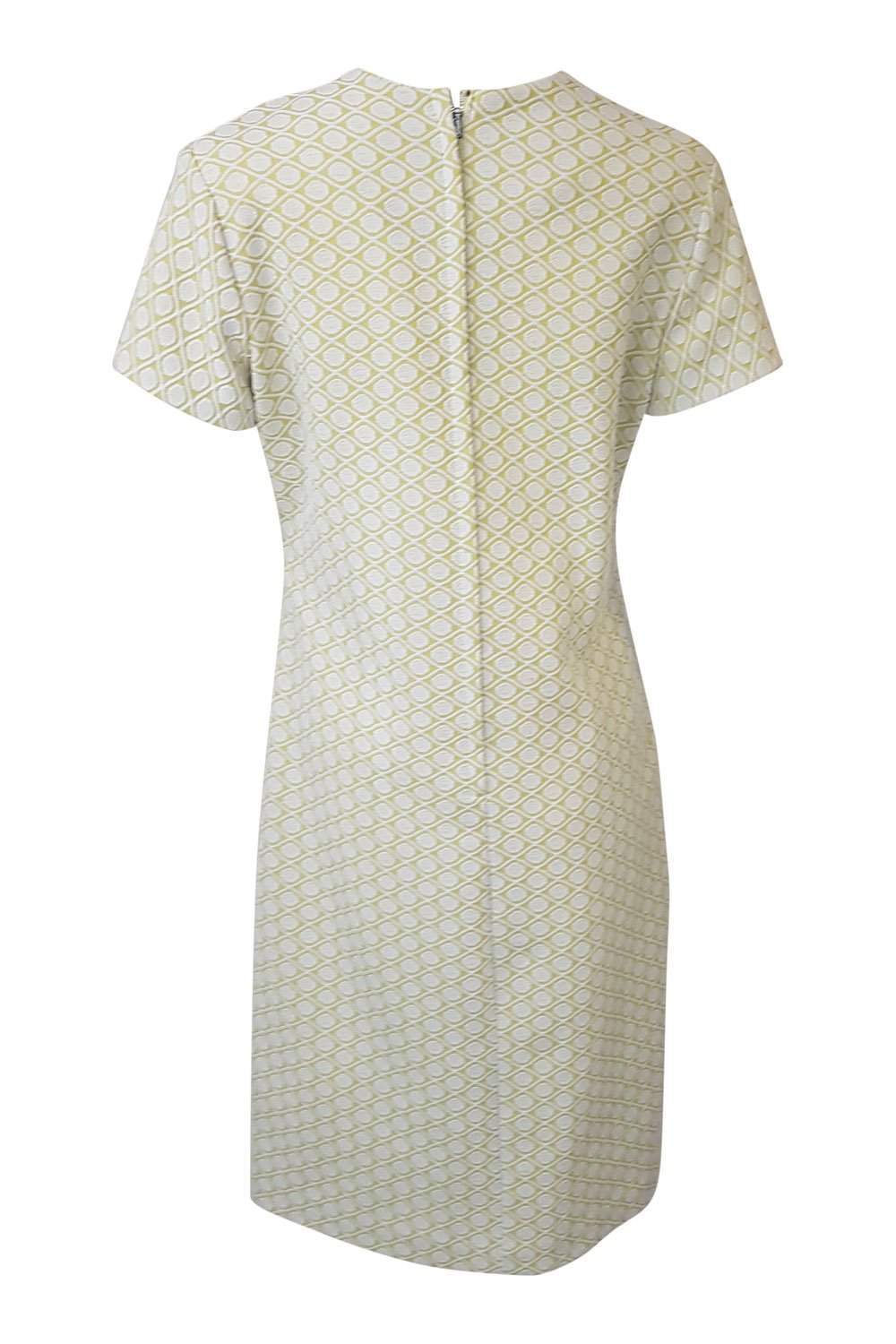 UNBRANDED Lime Green And White Geometric Vintage Dress (UK 14)-Unbranded-The Freperie