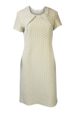 Load image into Gallery viewer, UNBRANDED Lime Green And White Geometric Vintage Dress (UK 14)-Unbranded-The Freperie
