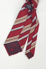 Load image into Gallery viewer, VINTAGE LANVIN 100% Silk Red Blue Brown Stripe Tie-LANVIN-The Freperie
