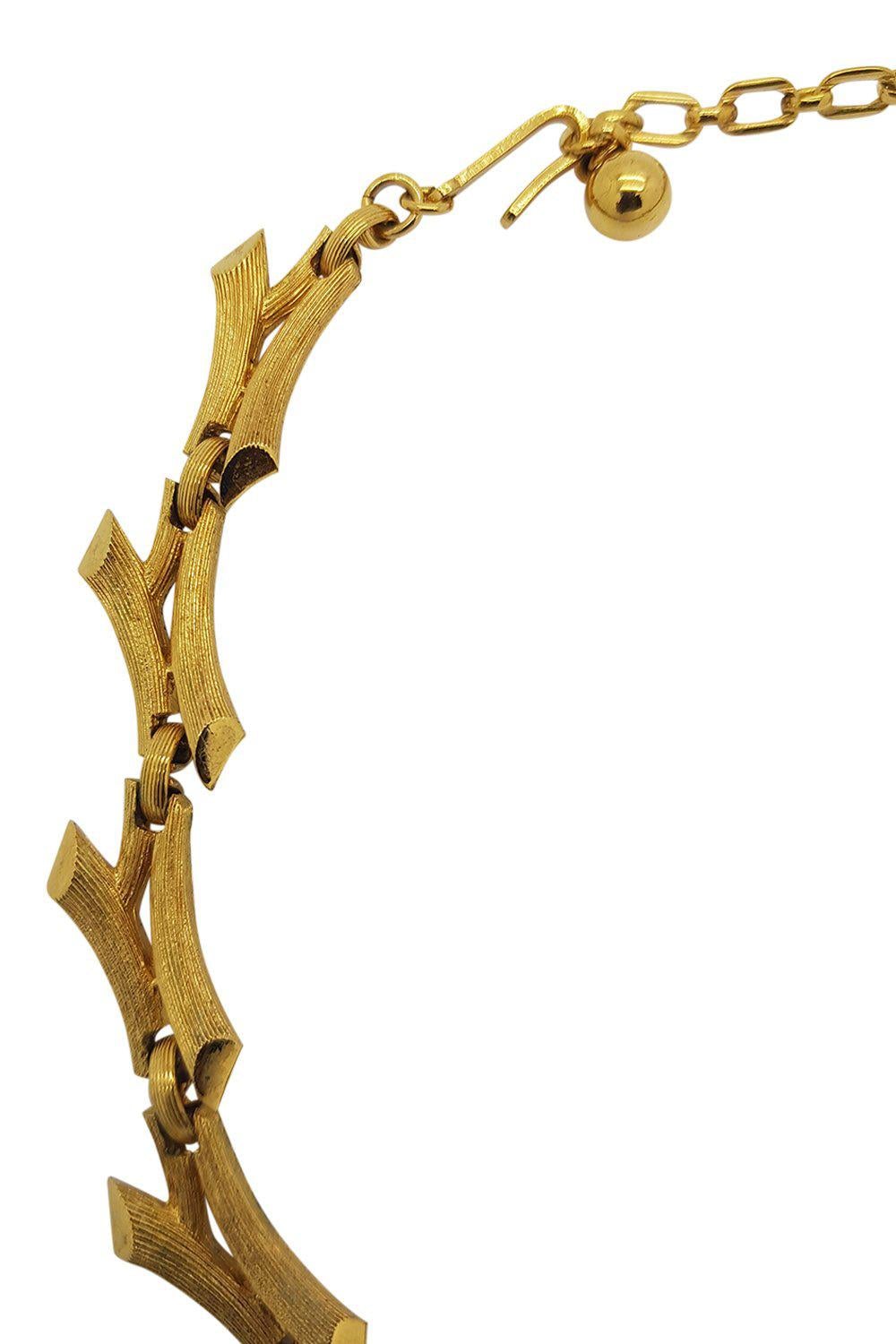 VINTAGE TRIFARI Gold Plated 1960s Flexible Collar Necklace (15")-The Freperie