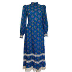 Load image into Gallery viewer, VIVIEN SMITH Vintage Floral Maxi Dress Blue Size: S-The Freperie
