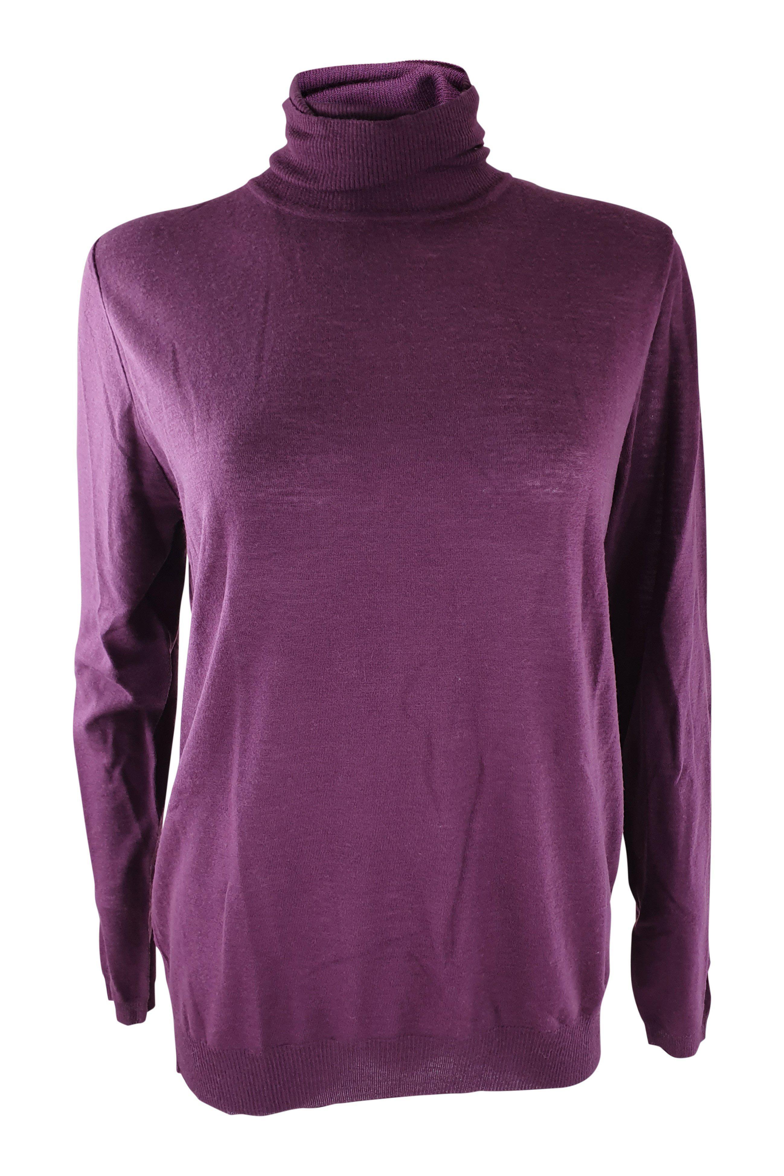 WtR 100% Fine Wool Cosy Turtle Neck Knit Pullover Aubergine (L)-WtR-The Freperie