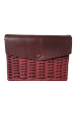 Load image into Gallery viewer, WICKER WINGS Mini Shou Leather Trim Burgundy Crossbody Bag (S)-Wicker Wings-The Freperie
