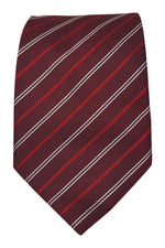 Load image into Gallery viewer, YALY 100% Silk Hand Made Deep Red Tie Diagonal Stripe Repeat (63&quot;)-Yaly-The Freperie
