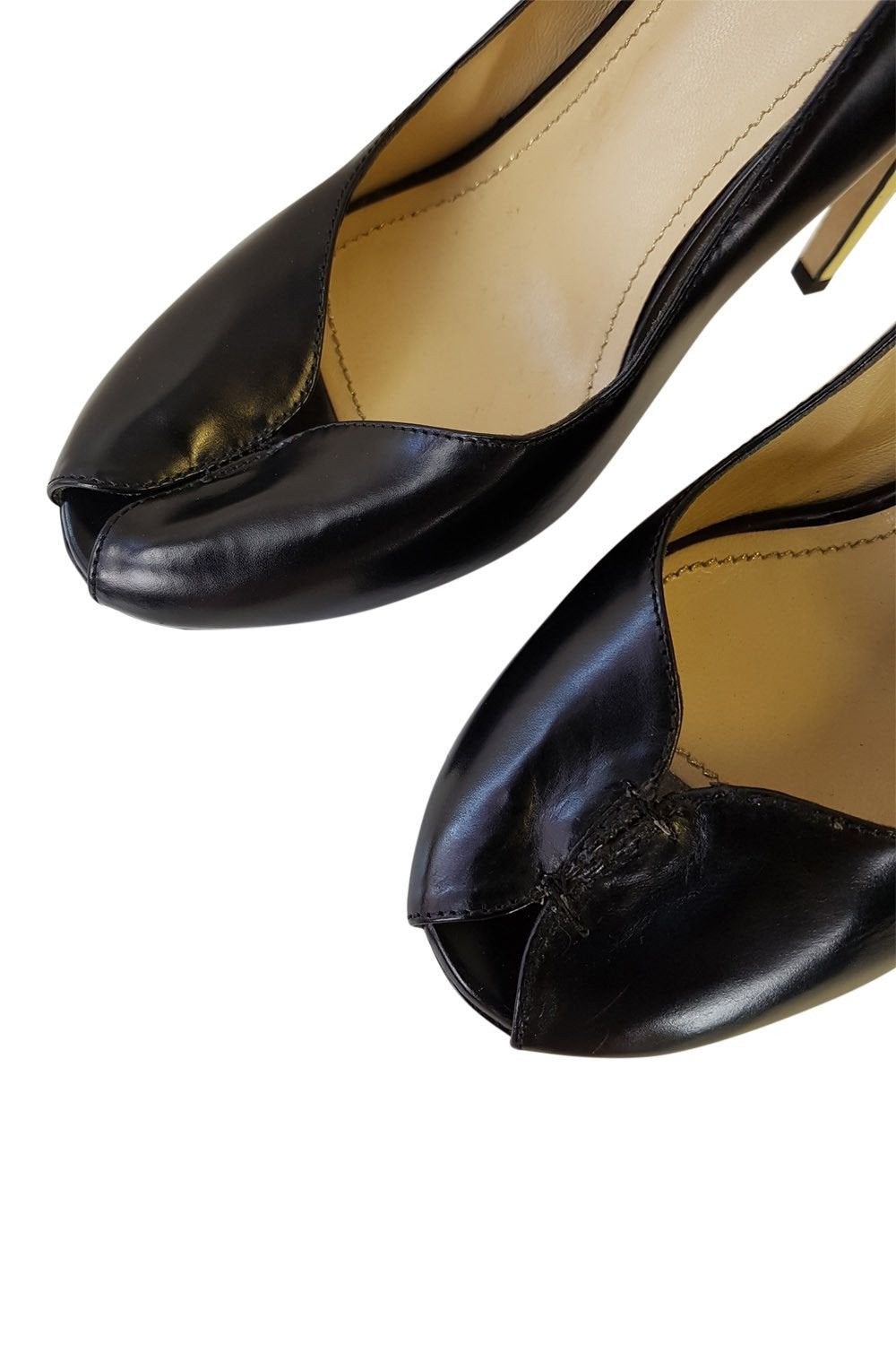 YVES SAINT LAURENT Black Leather 5.5 Inch Tribute Mary Jane Shoes (UK 6.5)-Yves Saint Laurent-The Freperie