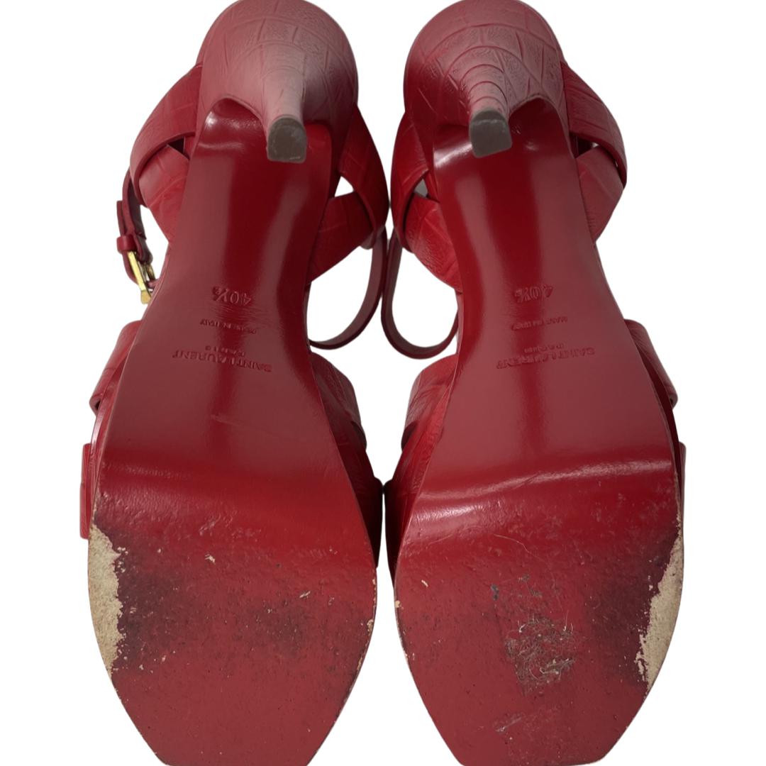YVES SAINT LAURENT Red Tribute Platform Sandal - Size 40.5-The Freperie