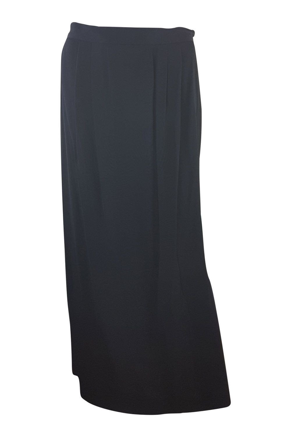 YVES SAINT LAURENT Vintage Black Maxi Skirt (10)-Yves Saint Laurent-The Freperie