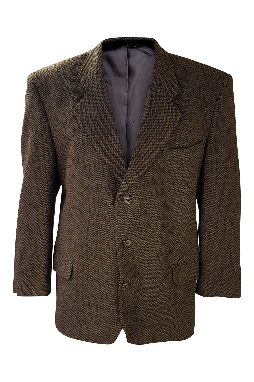 YVES SAINT LAURENT Men's Vintage Brown Wool Blend Single Breast Jacket-Yves Saint Laurent-The Freperie
