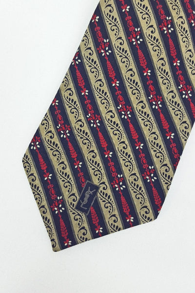 YVES SAINT LAURENT YSL Vintage 100% Silk Multicoloured Striped Tie