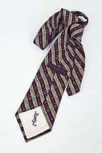 VINTAGE YVES SAINT LAURENT 100% Silk Blue Red Brown Stripe Tie-Yves Saint Laurent-The Freperie