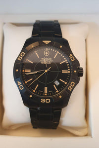 WENGER Swiss Military Black 100m W/R Sapphire Coated Crystal Watch 79150-The Freperie